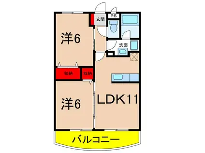 ハミルトングレイス(2LDK/1階)の間取り写真