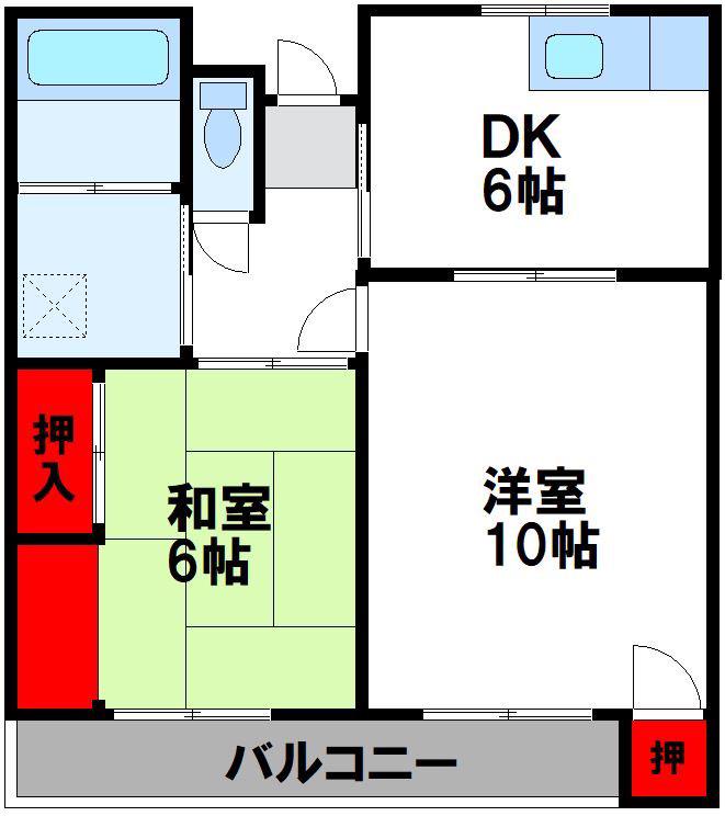 コーポ道美(2DK/2階)の間取り写真