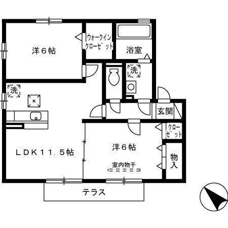 アプリコット.FII棟(2LDK/1階)の間取り写真