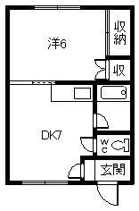 ハイツサンフラワー(1DK/2階)の間取り写真