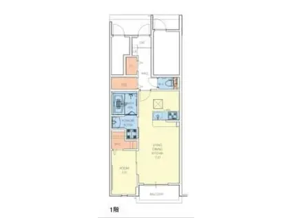 プロニティ博多(1LDK/1階)の間取り写真