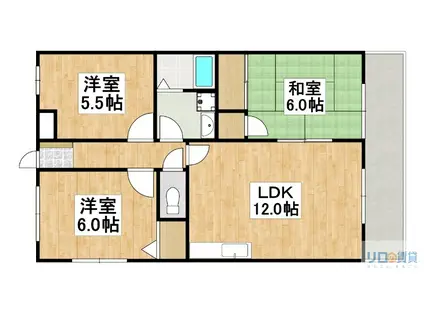 ラークコート山本(3LDK/3階)の間取り写真