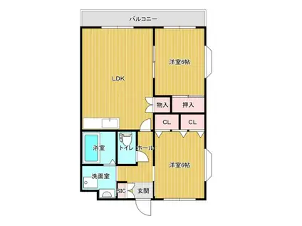アーバンヒル広川(2LDK/2階)の間取り写真