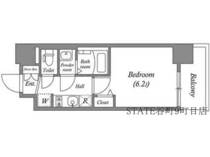 メインステージ天王寺サイドシティ(1K/2階)の間取り写真