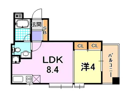 ワコーレヴィータ須磨浦通(1LDK/2階)の間取り写真