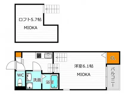 ハーモニーテラス今川(1K/1階)の間取り写真