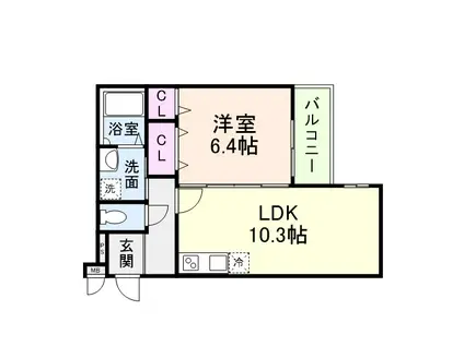 フェリシアーク加美(1LDK/1階)の間取り写真