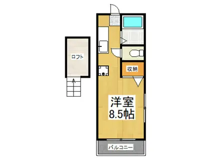 丸山荘(ワンルーム/2階)の間取り写真