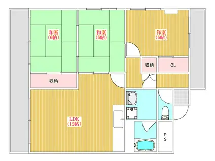 吉塚4丁目マンション(3LDK/2階)の間取り写真