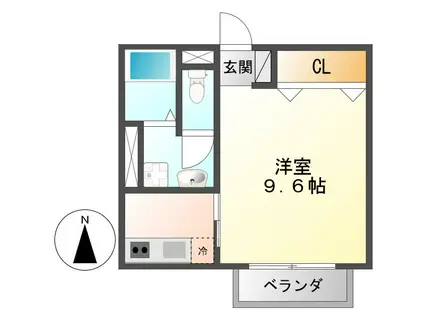 アンプルールブワプラ(1K/1階)の間取り写真