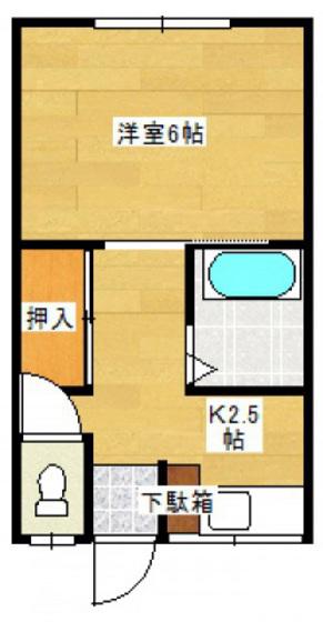 若葉荘(1K/1階)の間取り写真