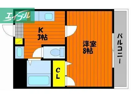 ピラミドII(1K/2階)の間取り写真