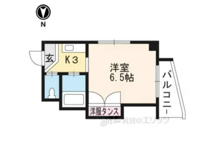 エスポワール亀岡(1K/2階)の間取り写真