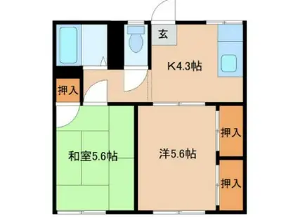 メゾンT(2K/1階)の間取り写真