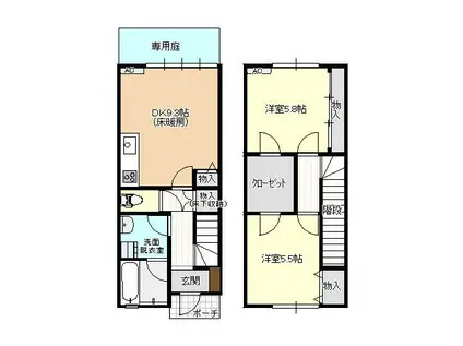 ファイン西荒屋(2DK/1階)の間取り写真