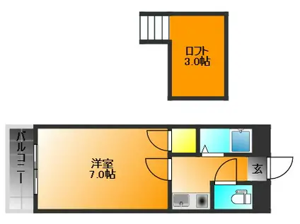 シャトレ隈III(1K/1階)の間取り写真
