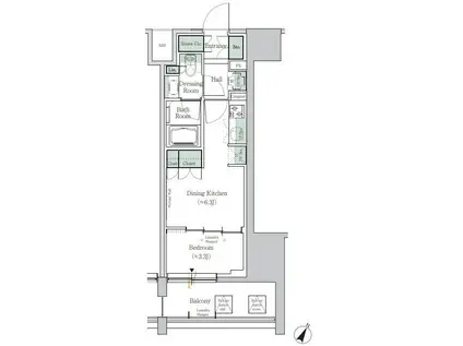 ONE ROOF RESIDENCE TAMACHI(1DK/8階)の間取り写真