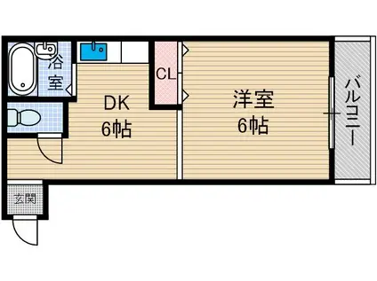 FLAT34茨木(1DK/2階)の間取り写真