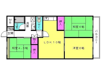 シャルムアナダ(3LDK/1階)の間取り写真