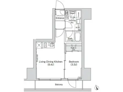 BELLE VUE 新橋(1LDK/12階)の間取り写真
