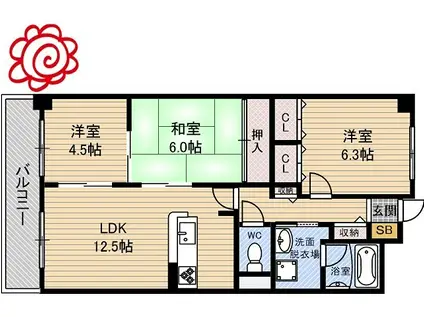 リヴィエール・デュ・ノール(3LDK/7階)の間取り写真