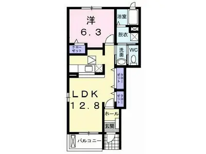 グレイスガーデン(1LDK/1階)の間取り写真
