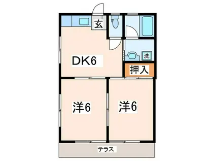 エクセルつくし乃(2DK/1階)の間取り写真