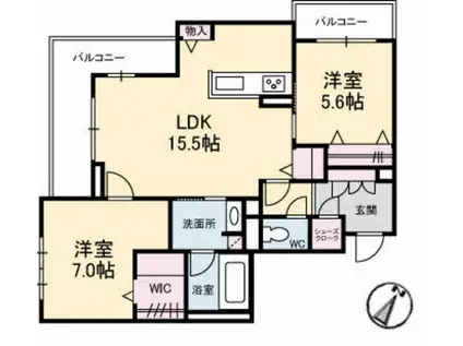 ジャルダン ヴェール(2LDK/3階)の間取り写真