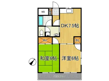 ハイツ田中(2DK/3階)の間取り写真