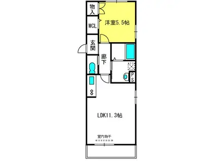 ギモーヴ(1LDK/2階)の間取り写真