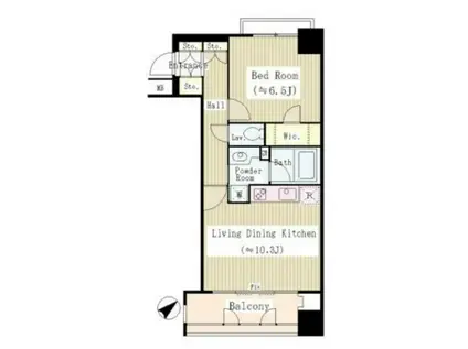 ファミールグラン銀座4丁目オーセンティア(1LDK/11階)の間取り写真