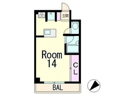 バンジャール西大路(ワンルーム/3階)の間取り写真