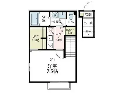 メリーヒルズ(1K/2階)の間取り写真