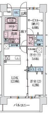 スプランディッド大阪NAMBA LINE(2SLDK/13階)の間取り写真