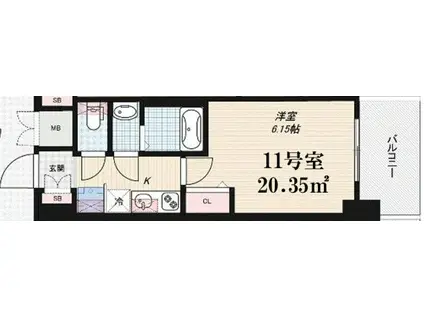 住之江公園レジデンス(1K/5階)の間取り写真