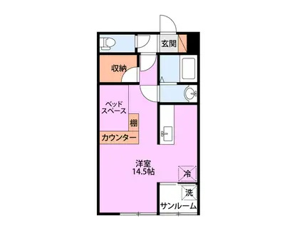 学生アパート(ワンルーム/1階)の間取り写真