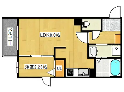 月光南観音 六番館(1LDK/3階)の間取り写真