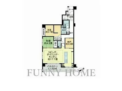 アルソレア馬事公苑(2SLDK/1階)の間取り写真