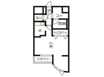 ロイヤルヒルズ鹿野(1K/3階)の間取り写真