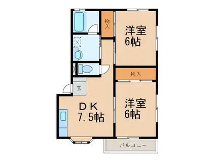 ウッドハイム(2DK/1階)の間取り写真
