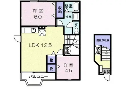 ヴィラ・フローラB(2LDK/2階)の間取り写真