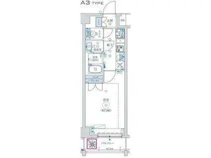 REXZY 東向島(1K/7階)の間取り写真
