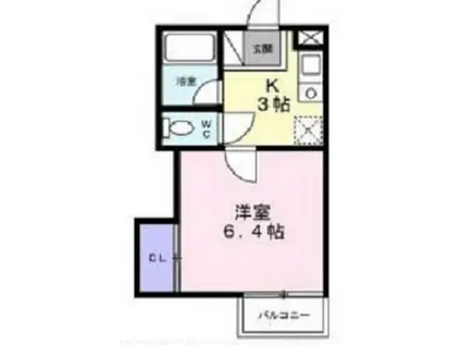 グレースコーポ(1SK/2階)の間取り写真
