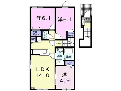 ル リアン(3LDK/2階)の間取り写真