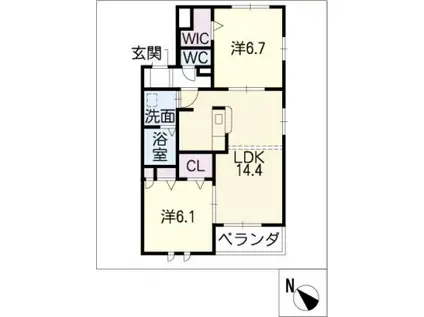 プランドール(2LDK/3階)の間取り写真