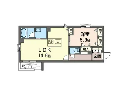 レフィシアK・S II(1LDK/2階)の間取り写真