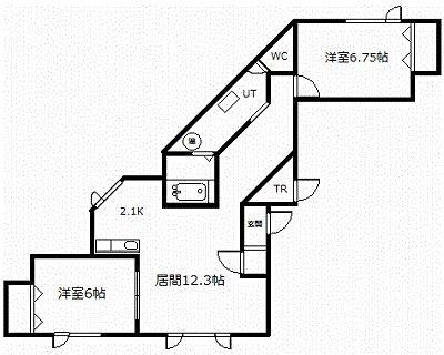 デスターレII(2LDK/1階)の間取り写真