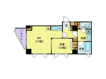 CITY SPIRE若松町(1DK/2階)の間取り写真