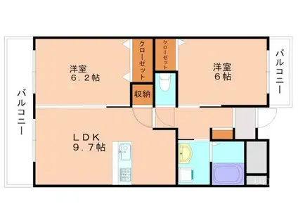 SK福津(2LDK/12階)の間取り写真