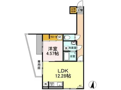 マノワール百道(1LDK/1階)の間取り写真